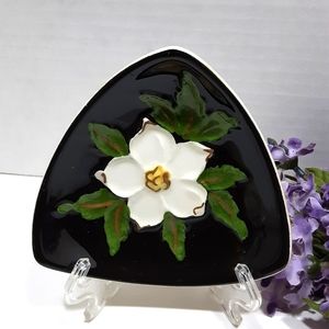 1950's BC Ceramics Dogwood Trinket Pin Dish Signed Herta Cottagecore